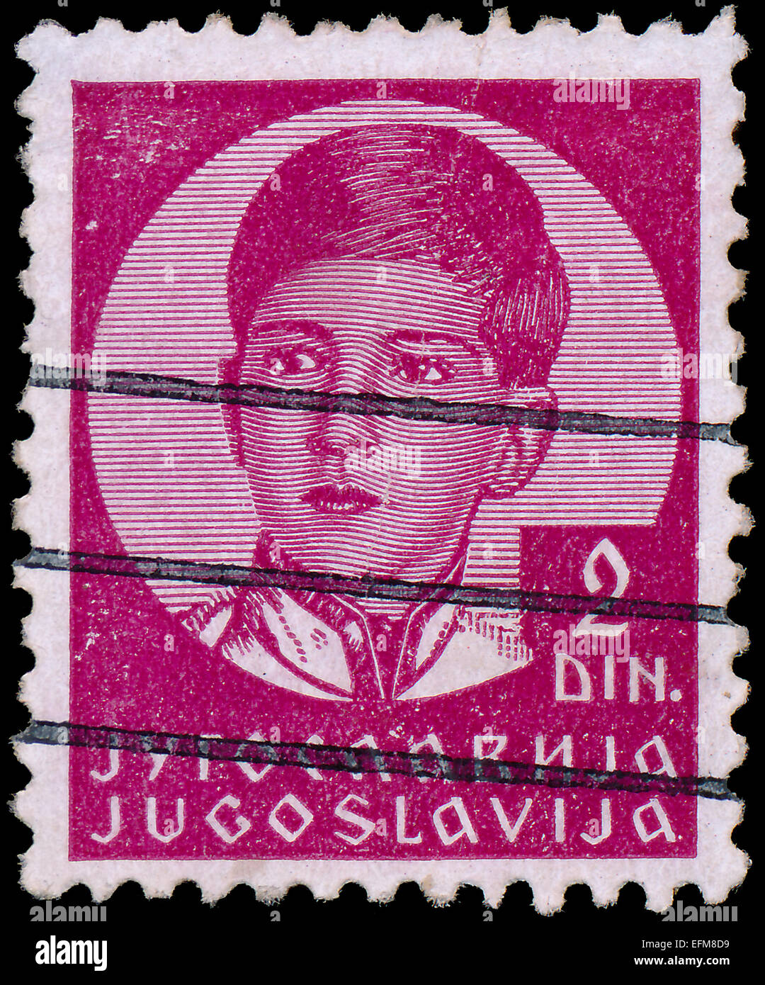 Iugoslavia - circa 1935: un timbro stampato in Jugoslavia mostra re Pietro II, circa 1935. Foto Stock