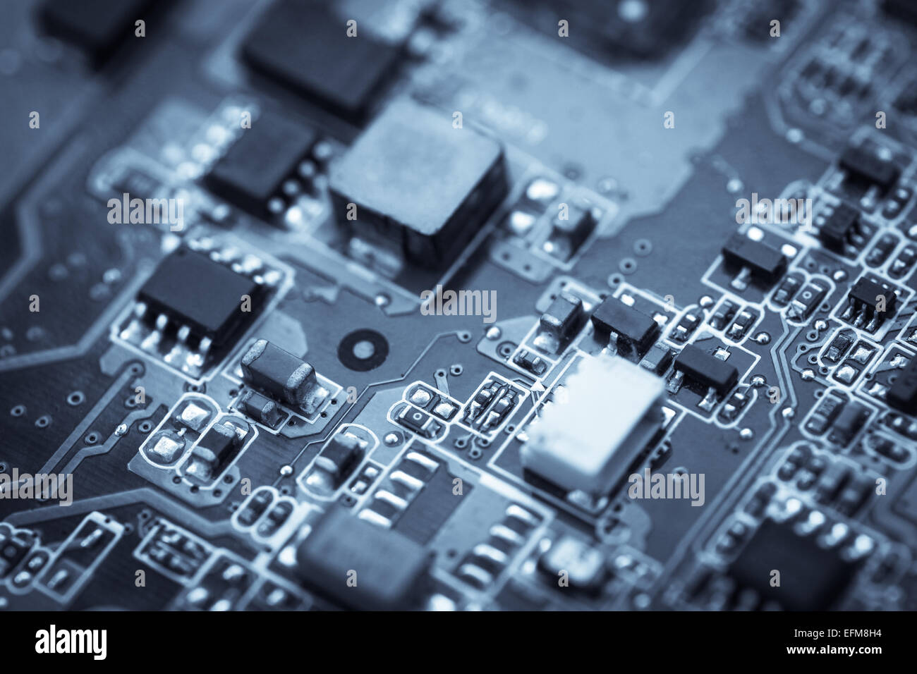 Inquadratura orizzontale di una elettronica di micro circuito. Foto Stock