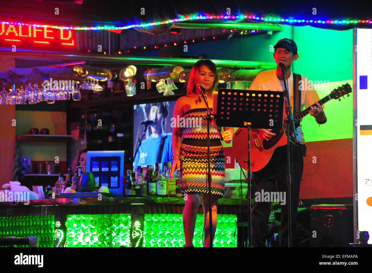 Live Band a Manila nelle Filippine. Foto Stock
