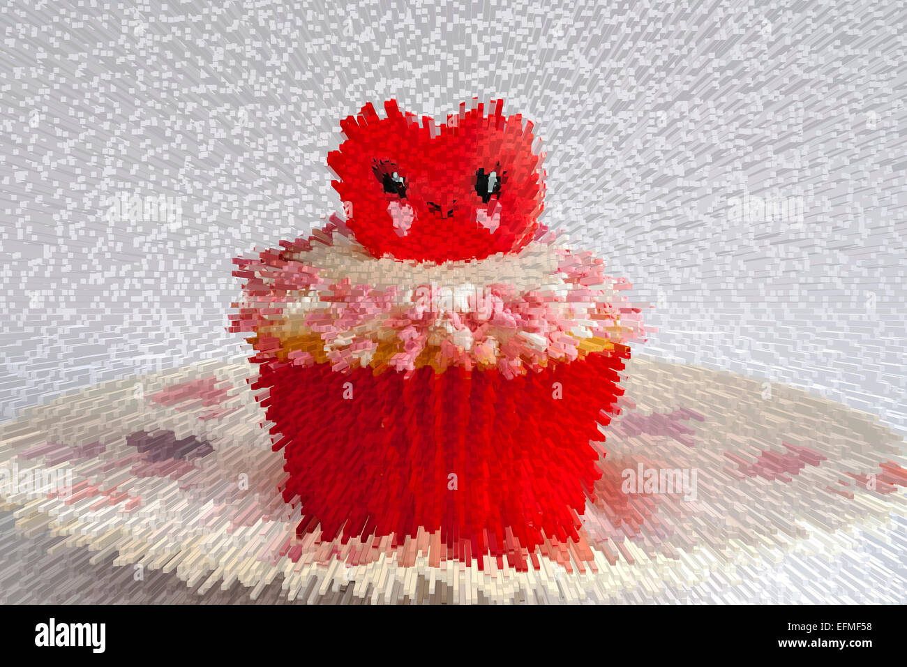 Esplosione di Valentine anello rosso cupcake impostato sulla piastra di cuore - ideale per il giorno di San Valentino, il giorno di san valentino Foto Stock