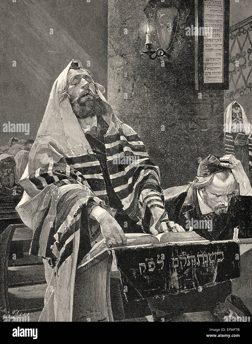 Cantor in una sinagoga in Polonia, c. 1890, dopo Grocholski Foto Stock