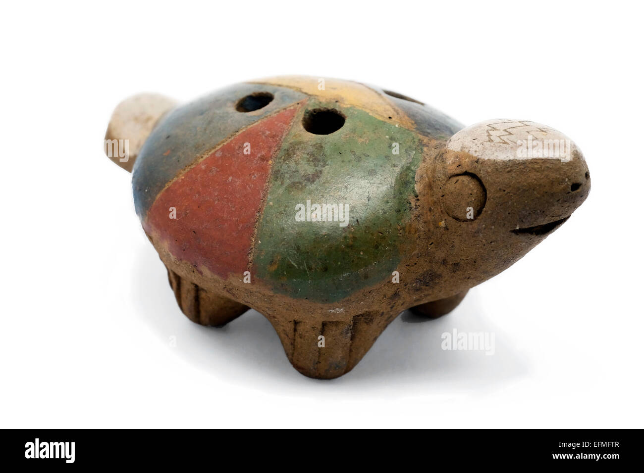 Argilla messicano turtle whistle figurina, indigeni nativi artigianali tradizionali in ceramica Foto Stock