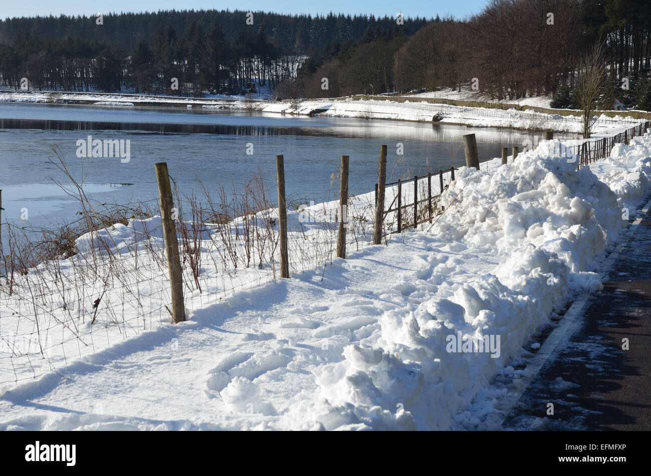 Serbatoio Redmires, Sheffield, opere idriche, South Yorkshire, Inghilterra,UK Winter Foto Stock