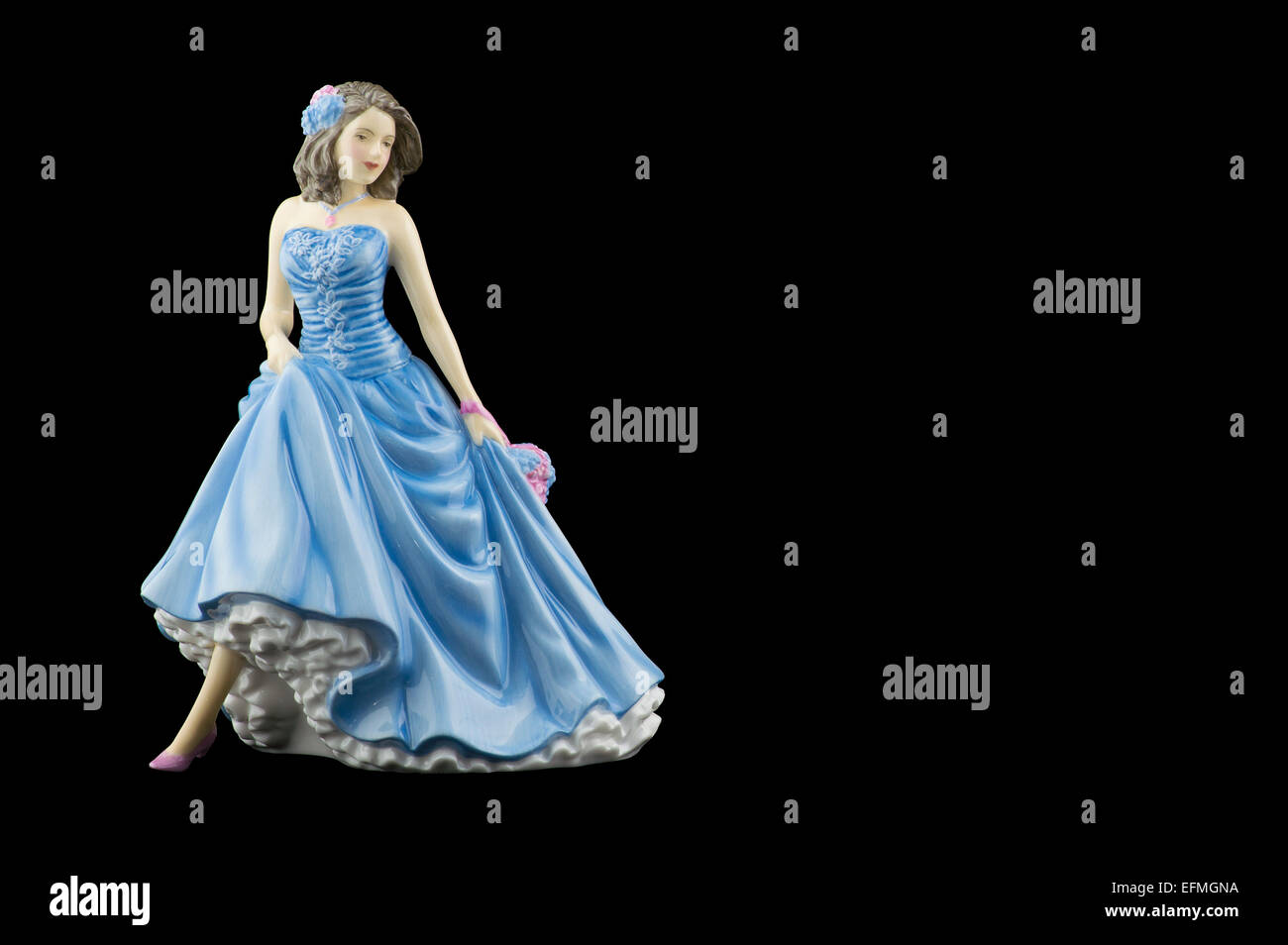 Bone China figurina indossando un vestito blu Foto Stock