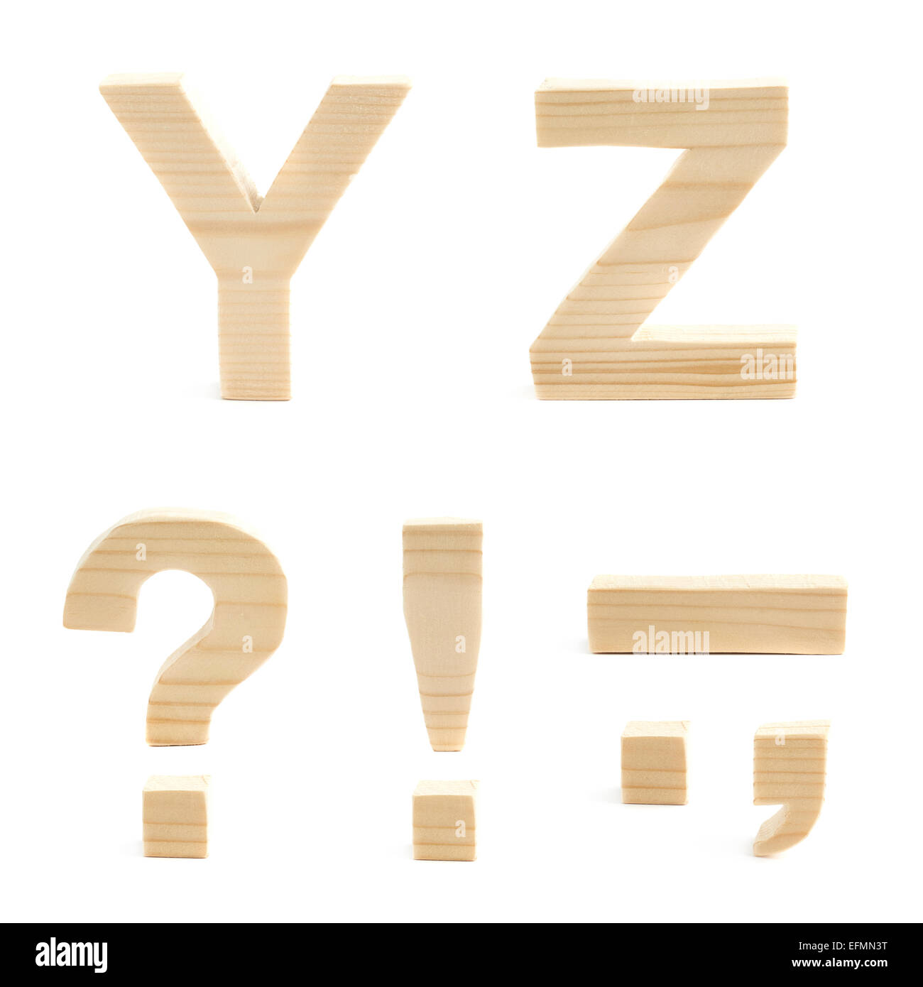 Blocco di legno letter set isolato Foto Stock