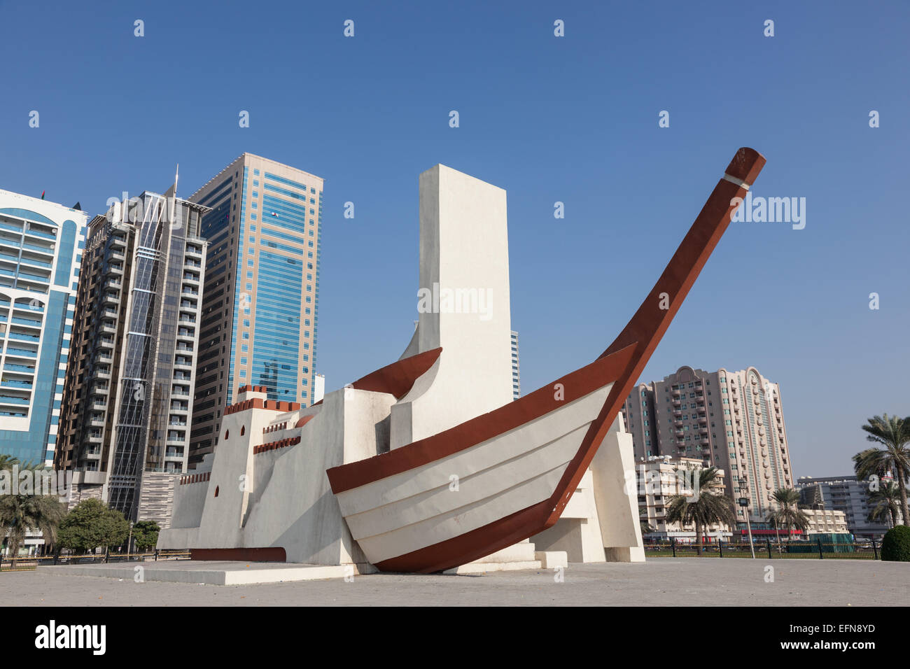 Nave scultura nella città di Sharjah Emirati Arabi Uniti Foto Stock