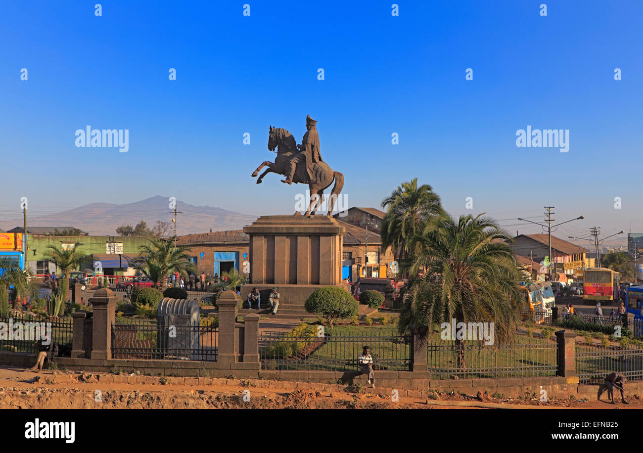 Monumento a Menelik II (1894), Addis Abeba, Etiopia Foto Stock