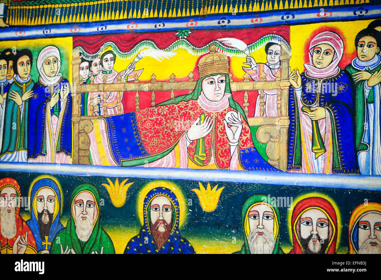 La regina, pittura. Vecchia cattedrale di Santa Maria di Sion, Axum, Tigray, Etiopia Foto Stock