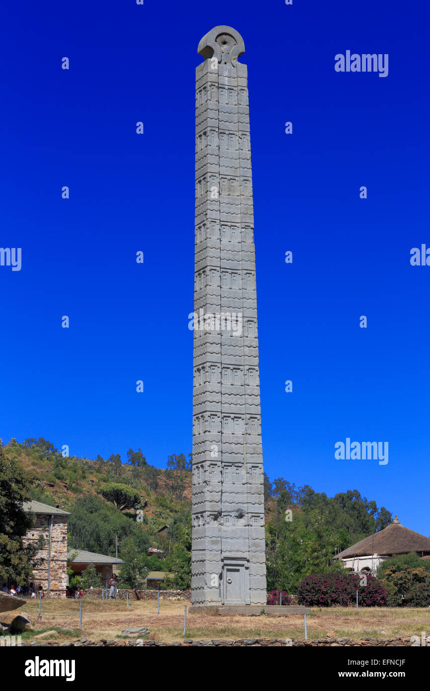 Obelisco di Axum, stele settentrionale parco, Axum, Tigray, Etiopia Foto Stock