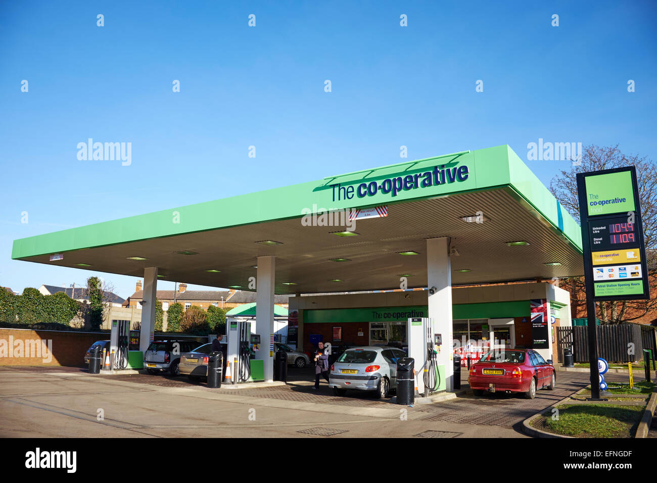 Co-Operative stazione di benzina Market Harborough LEICESTERSHIRE REGNO UNITO Foto Stock