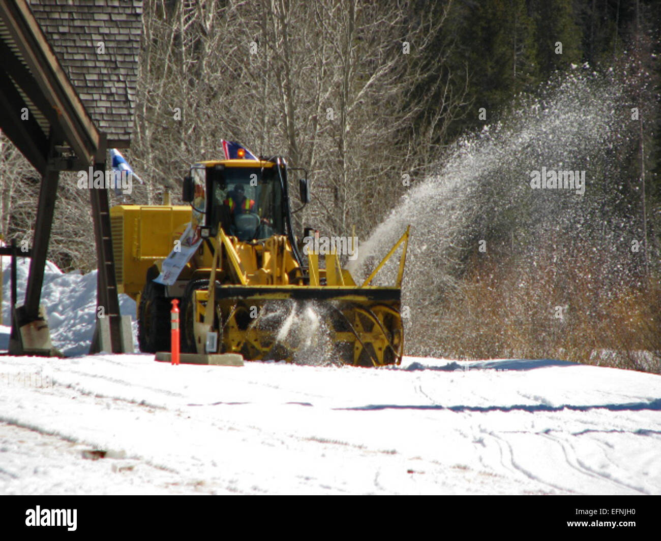 Wyoming Department of Transportation entrando rotante ingresso est di Yellowstone Foto Stock