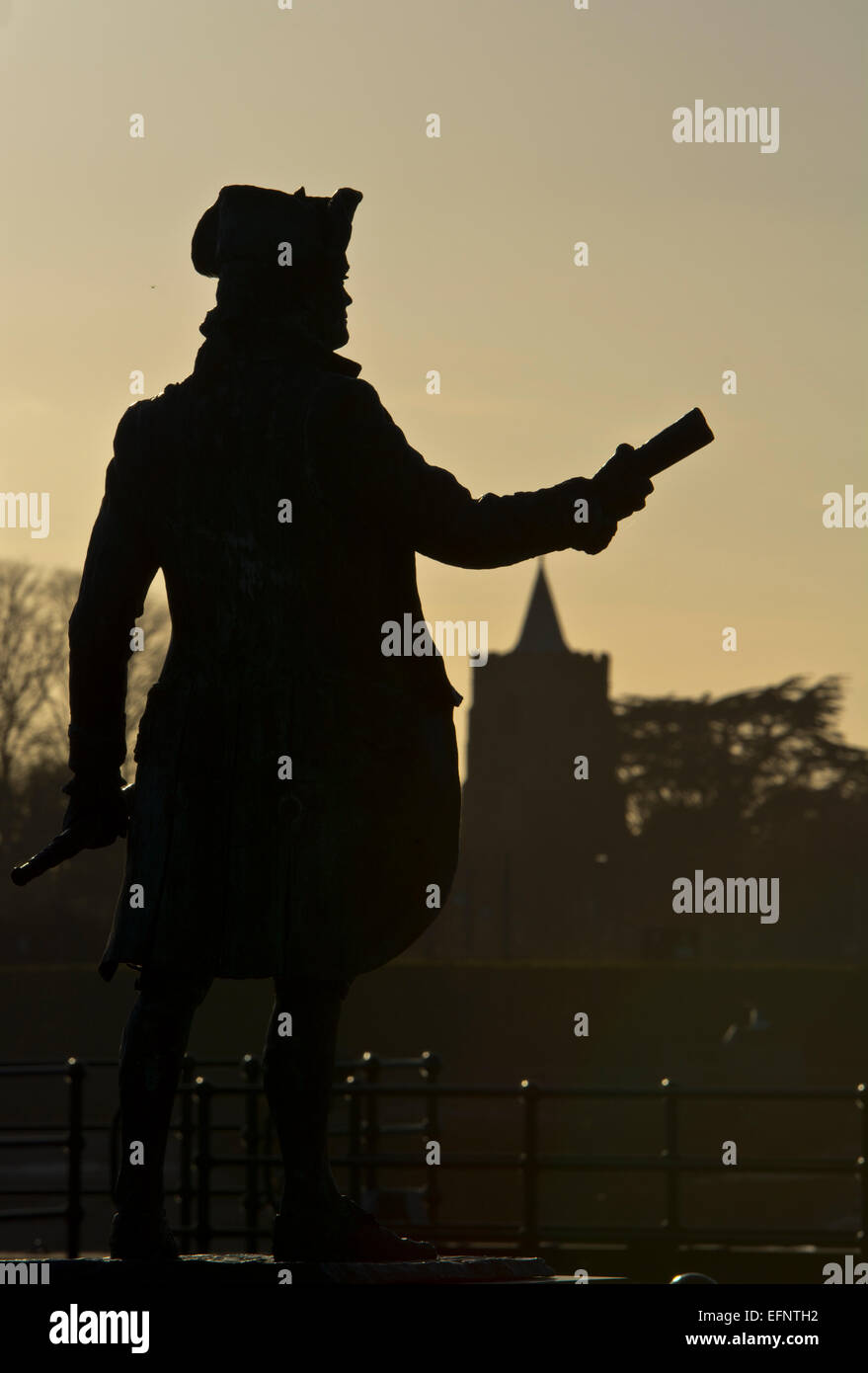 Statua di il Capitano George Vancouver Kings Lynn Foto Stock