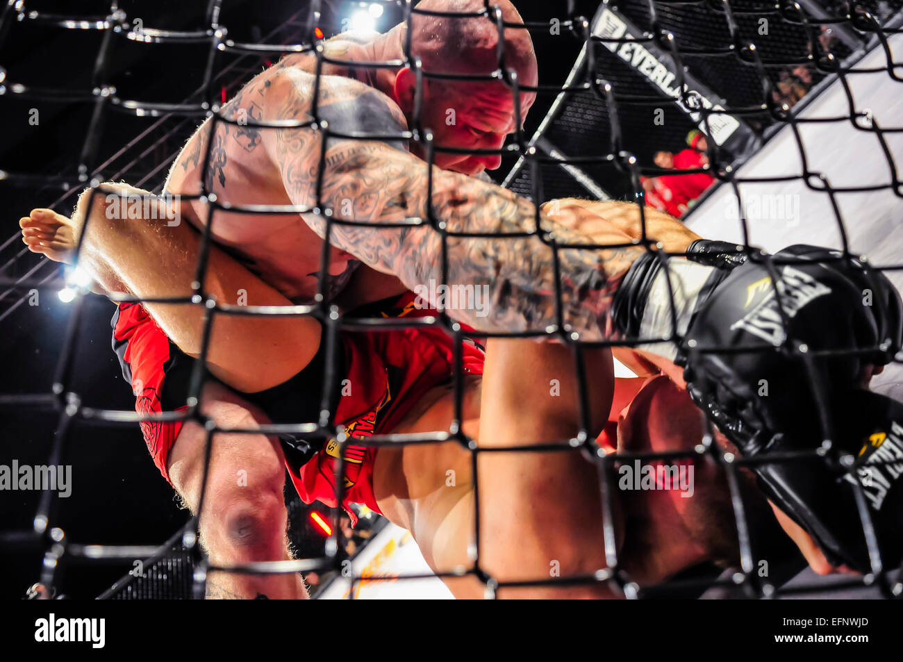 Jeff Monson, un American mixed martial artista da Olympia, Washington. e due volte vincitore della ADCC Submission Wrestling World Championship assume un Irlanda del Nord avversario. Foto Stock