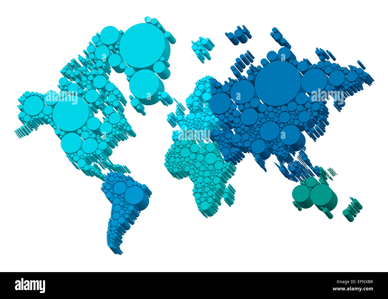 3D mappa mondiale con puntini, sfondo vettoriale Foto Stock