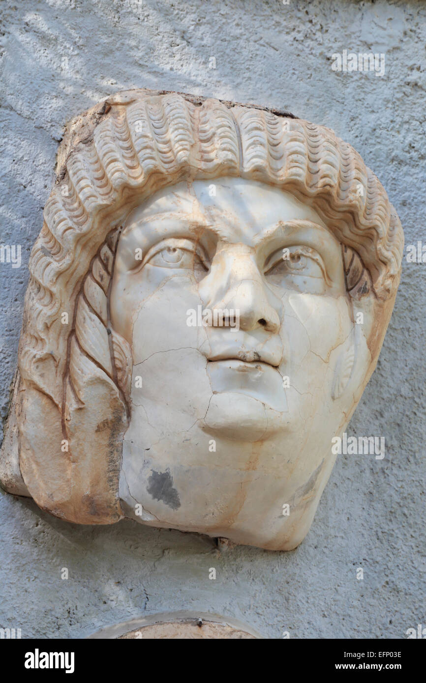 Scultura romana, città antica Cuicul, Djemila, Setif Provincia, Algeria Foto Stock