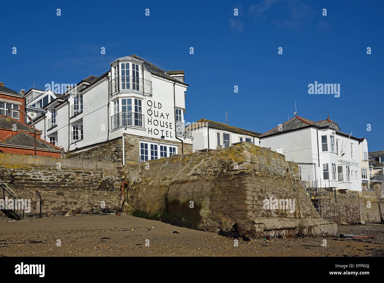 La vecchia banchina House Hotel a Fowey, Cornwall, Regno Unito. Foto Stock