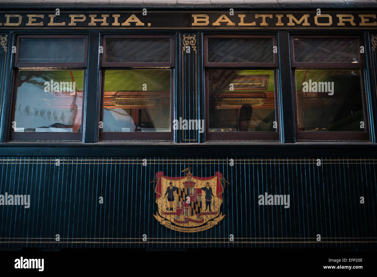B&o Railroad Museum locomotive del XIX secolo Baltimora // BALTIMORA, Maryland — il B&o Railroad Museum a Mount Clare a Baltimora, Maryland, ha la più grande collezione di locomotive del XIX secolo negli Stati Uniti. Foto Stock
