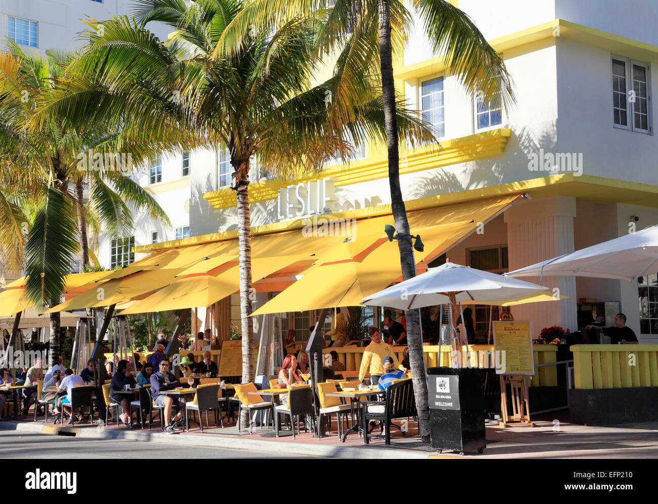 South Beach, Miami, Florida. Art Deco Hotel Leslie su Ocean Drive. Foto Stock