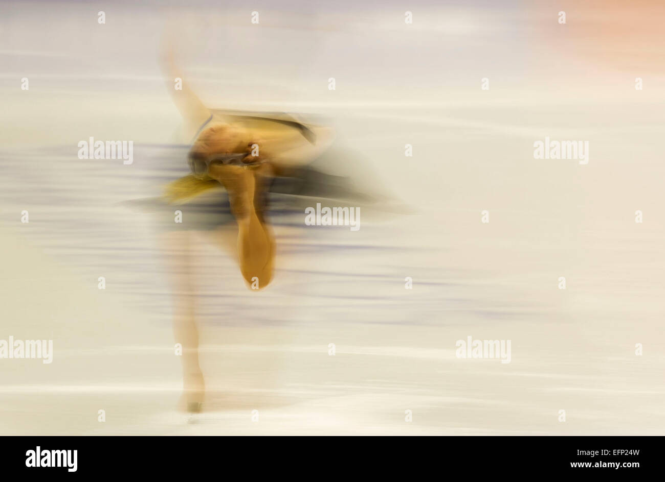 Granada, Spagna. 8 febbraio, 2015. Laurine Lecavelier di Francia esegue in ladies' pattinaggio di figura il pattinaggio gratuito evento al mondo xxvii Universiade Invernale a Granada, in Spagna, 8 febbraio 2015. © Maohua Fei/Xinhua/Alamy Live News Foto Stock