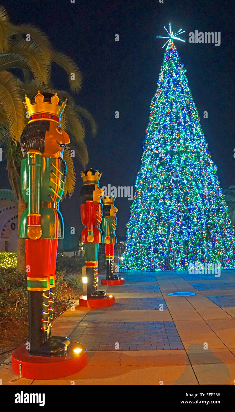 Decorazione di Natale nel centro cittadino di Orlando, Florida. Foto Stock