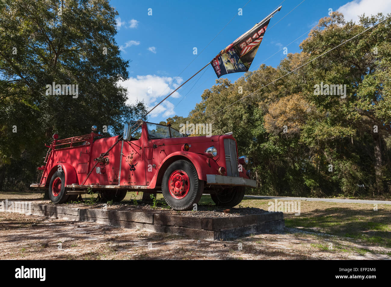 Un vecchio Ward LaFrance fire carrello sul display in Marion County Florida USA Foto Stock