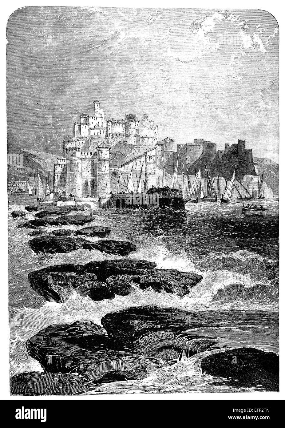 Xix secolo incisione di Pozzuoli, Napoli, Italia Foto Stock