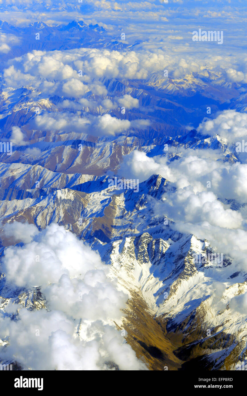 Vista delle montagne del Caucaso da aereo, Armenia Foto Stock