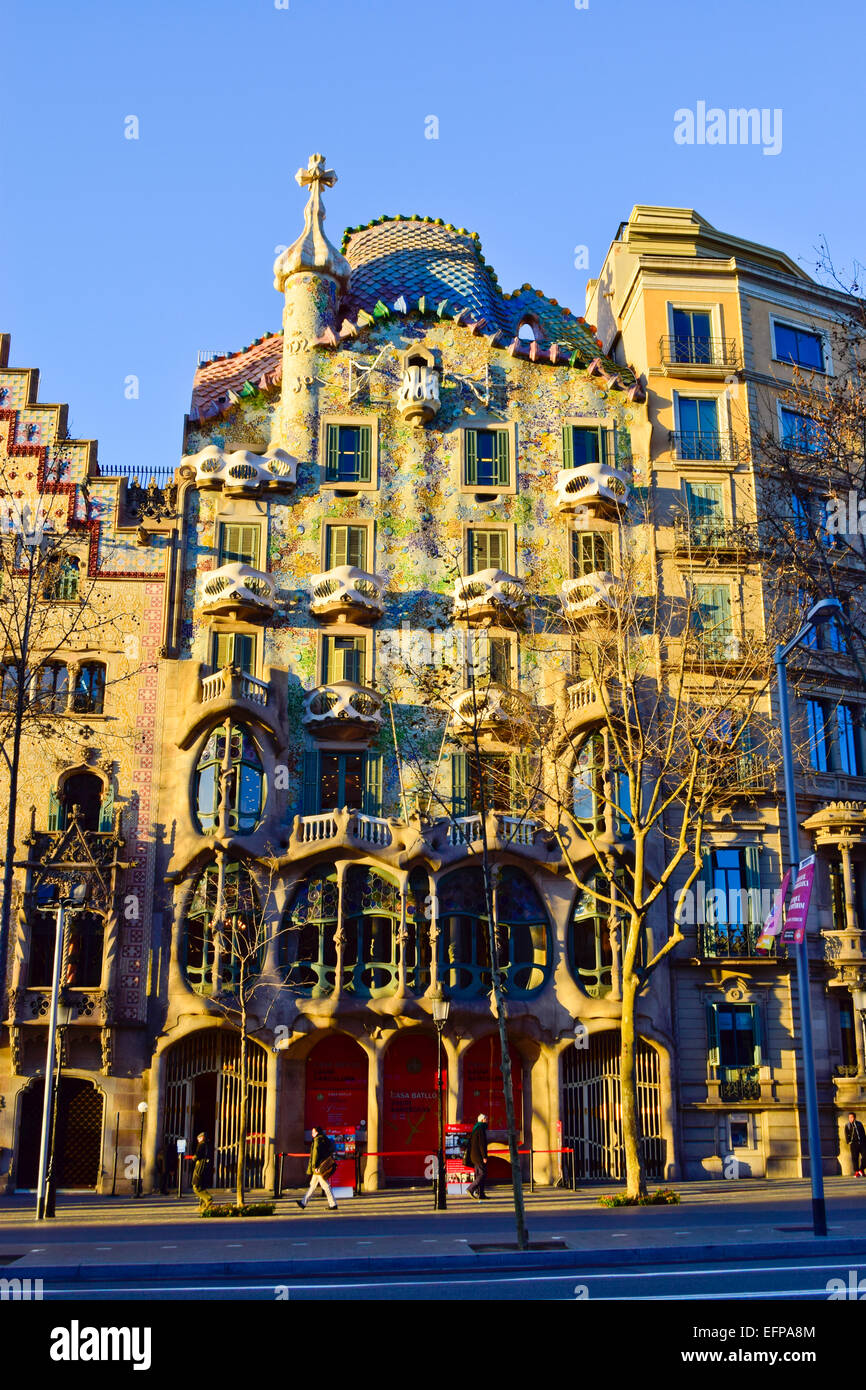 Casa Batllo e Casa Ametller. Barcellona, in Catalogna, Spagna. Foto Stock