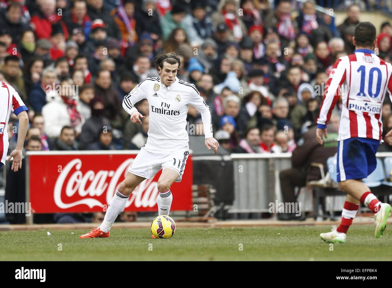 Gareth Bale (reale), 7 febbraio 2015 - Calcio : spagnolo "Liga Española" corrispondono tra Atlético de Madrid 4-0 e Real Madrid CF A Vicente Calderón Stadium di Madrid, Spagna. (Foto di Mutsu Kawamori/AFLO) Foto Stock