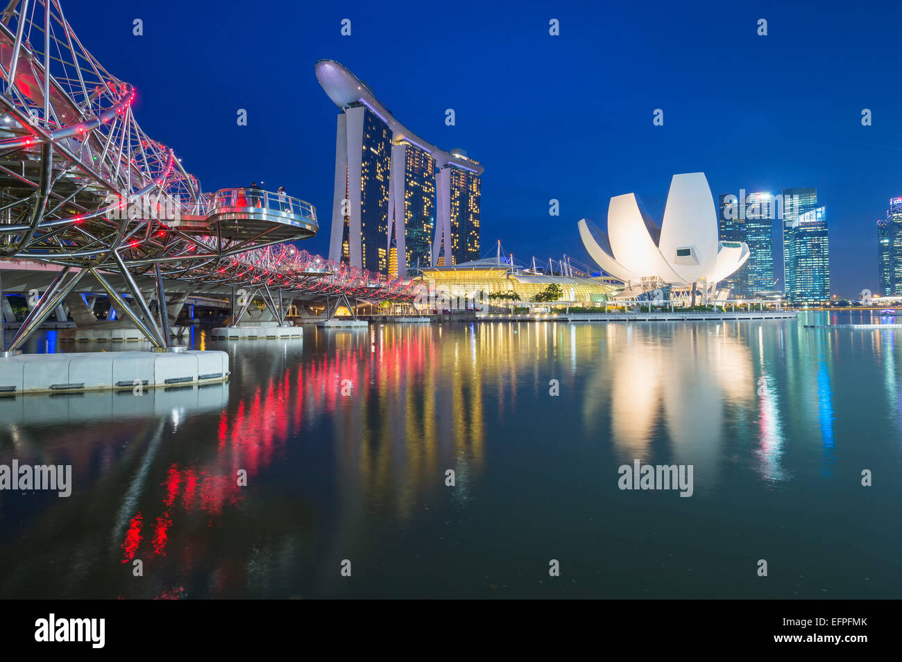 Il Marina Bay di notte, Singapore, Sud-est asiatico, in Asia Foto Stock