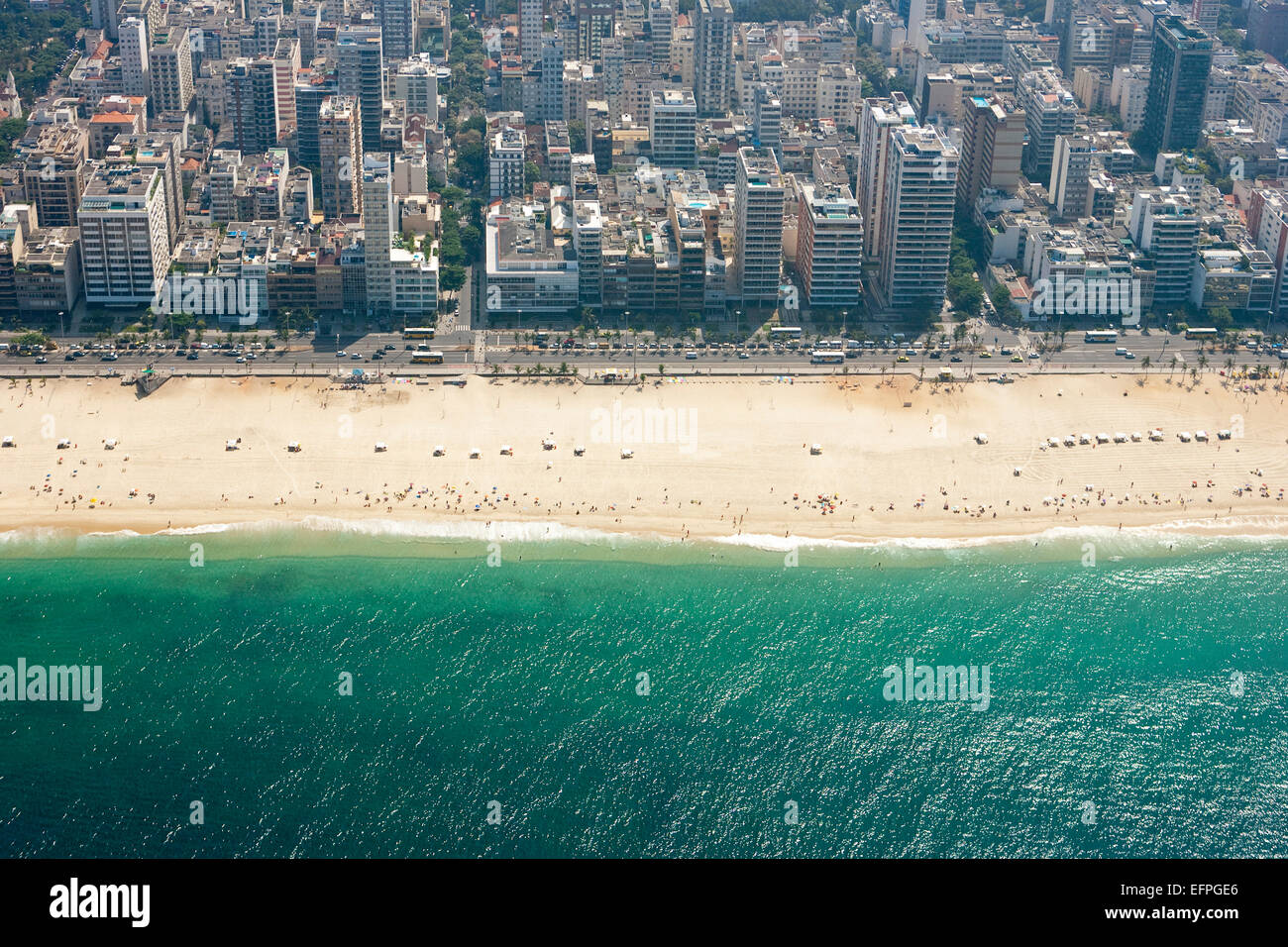 Vista aerea della spiaggia di Ipanema, Rio de Janeiro, Brasile, Sud America Foto Stock