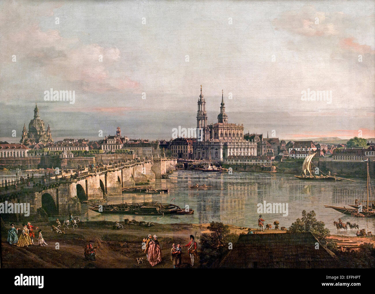 Blick auf Dresden vom Neustädter Brückenkopf - vista su Dresda da Neustadt bridgehead 1765 Bernardo Bellotto 1721 - 1780 Italia Italiano Foto Stock
