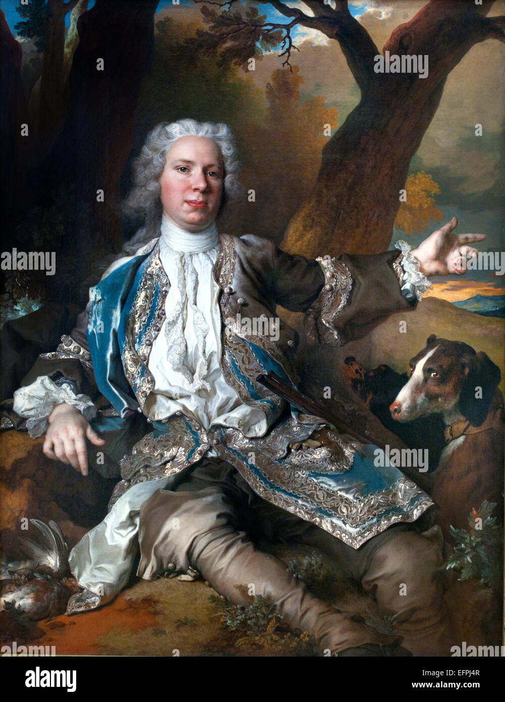 Ritratto di un giovane nobile in costume di caccia Nicolas de Largillière 1656 - 1746 Francia - Francese Foto Stock