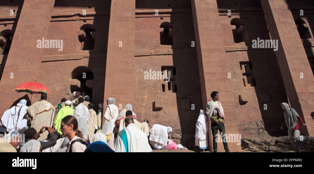 Bet Medhane Alem cattedrale, Lalibela, Amhara Region, Etiopia Foto Stock