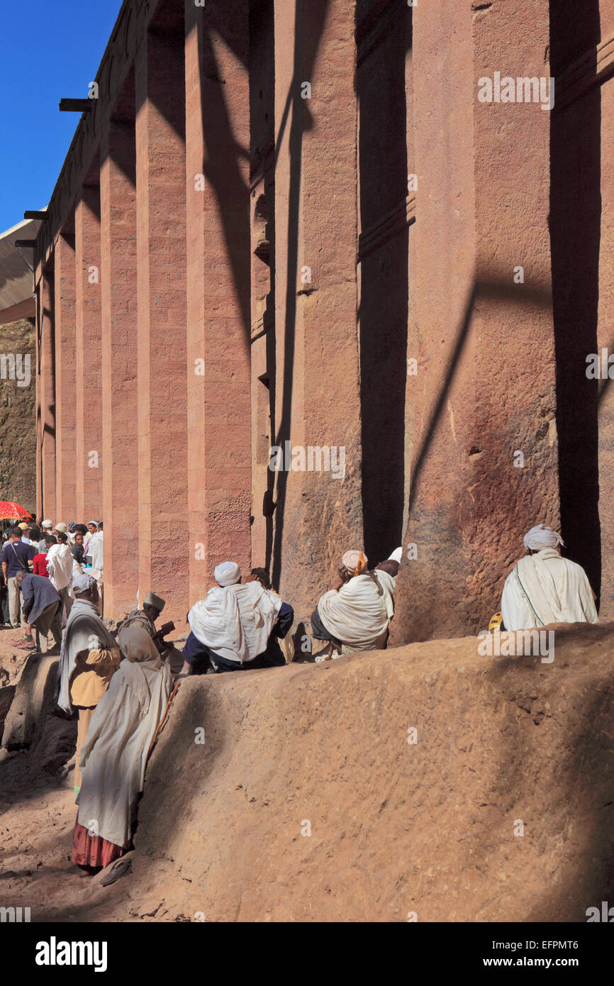 Bet Medhane Alem cattedrale, Lalibela, Amhara Region, Etiopia Foto Stock