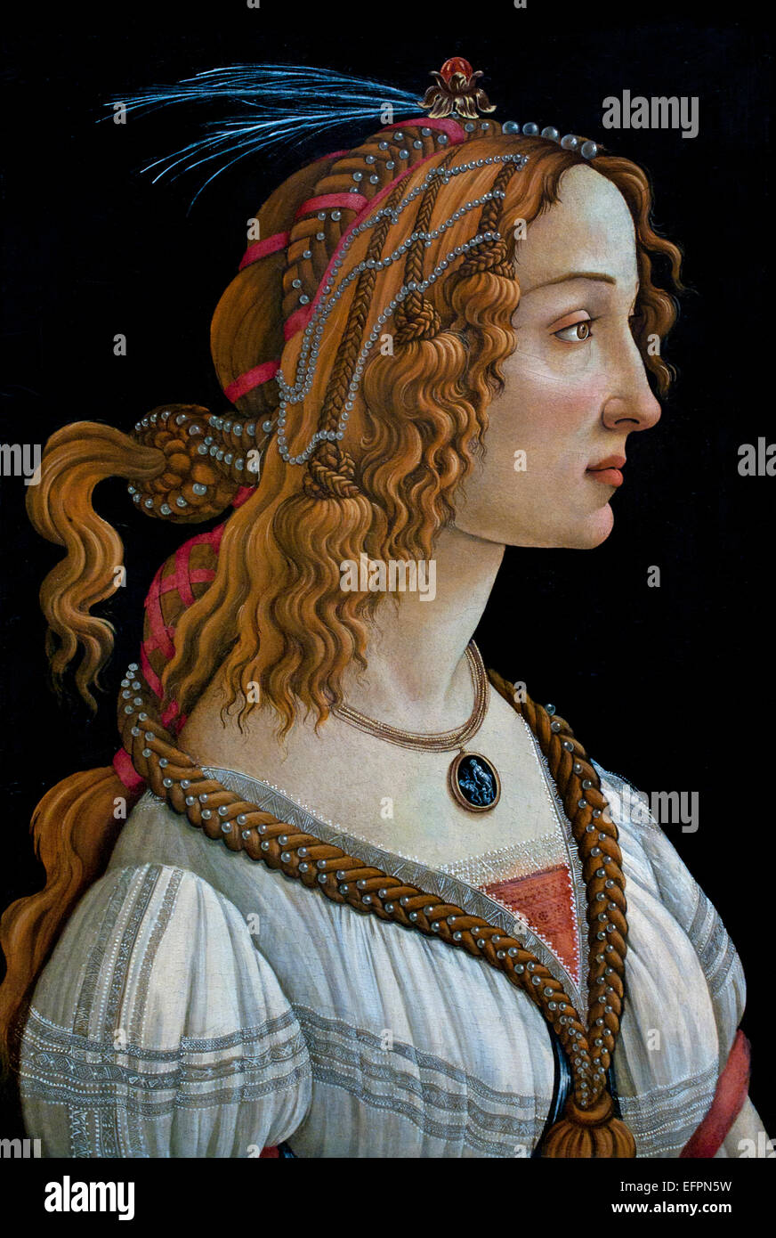 Idealizzato ritratto di una dama (ritratto di Simonetta VESPUCCI come ninfa), CA. 1475 Sandro Botticelli (Sandro Filipepi) 1445 - 1510 Italia Italiano Foto Stock