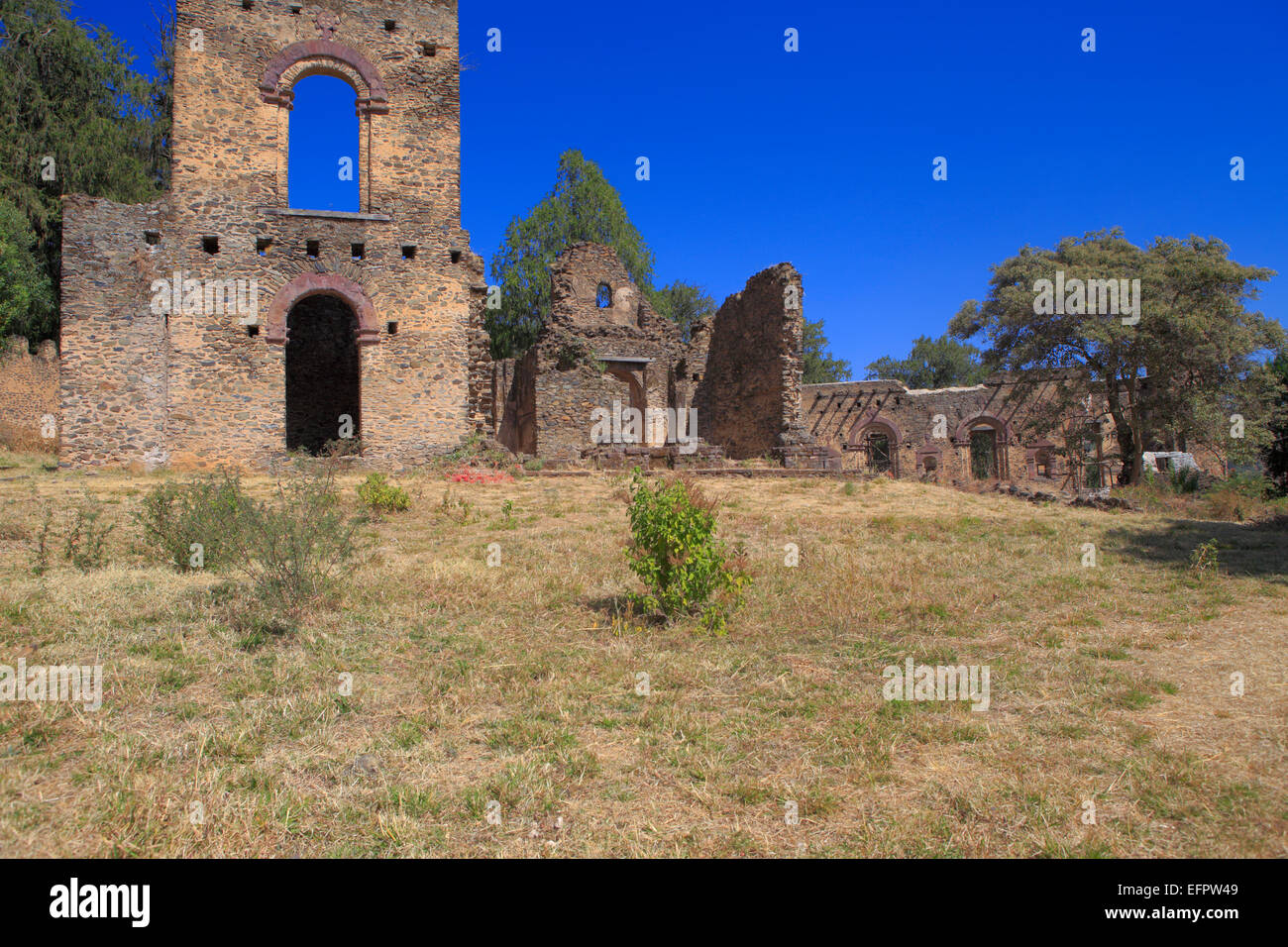 Qusquam le rovine dell'abbazia, Gonder, Amhara Region, Etiopia Foto Stock