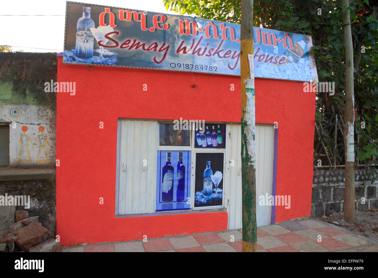 Street minimarket, Bahir Dar, Amhara Region, Etiopia Foto Stock