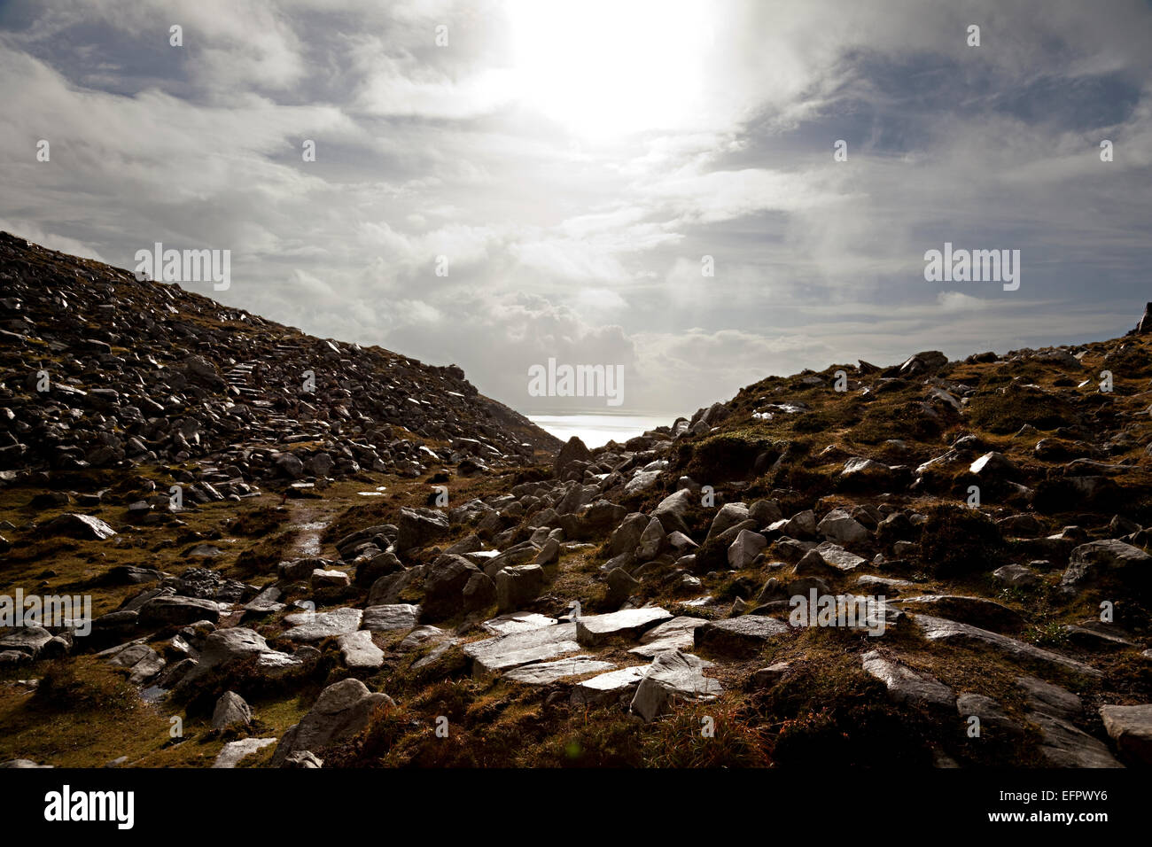 Paesaggio di pietra, a Slieve League o Sliabh Liag, County Donegal, Irlanda Foto Stock