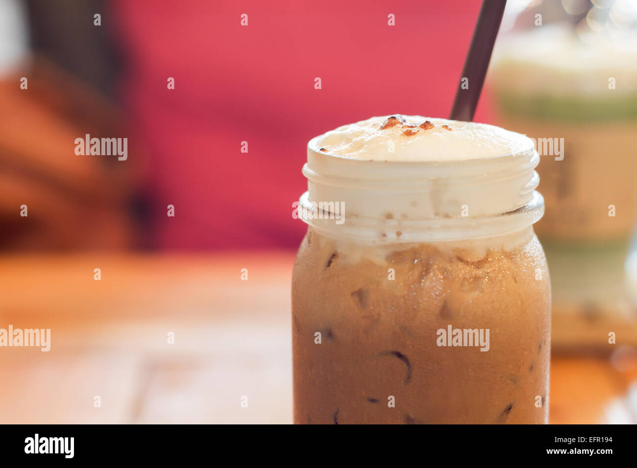 Iced caffé mocha con schiuma di latte, stock photo Foto Stock