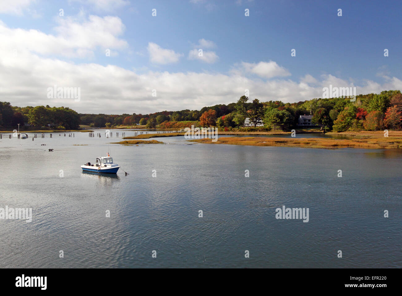 Barca da pesca a Cape Neddick, York, Maine. Foto Stock