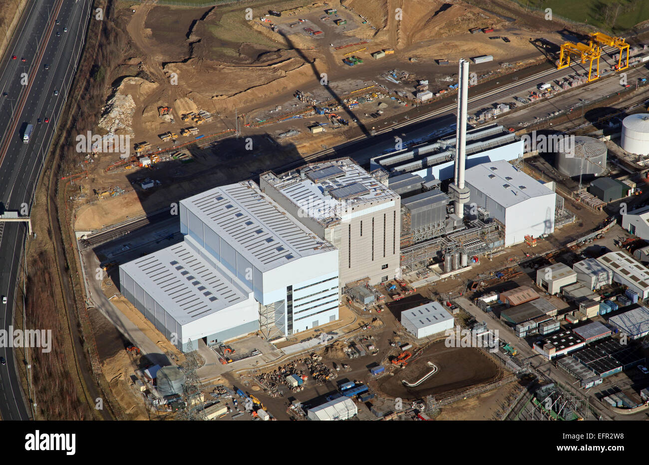 Vista aerea del Ferrybridge Multifuel 1 impianti di energia a Ferrybridge C Power Station, REGNO UNITO Foto Stock