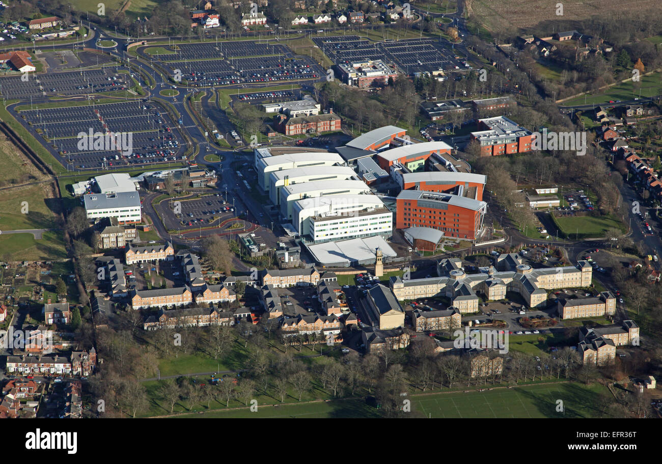 Vista aerea del Pinderfields Hospital di Wakefield, Regno Unito Foto Stock