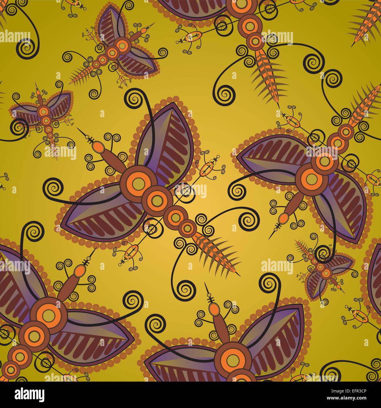 Abstract dragon fly seamless sfondo, illustrazione vettoriale Illustrazione Vettoriale