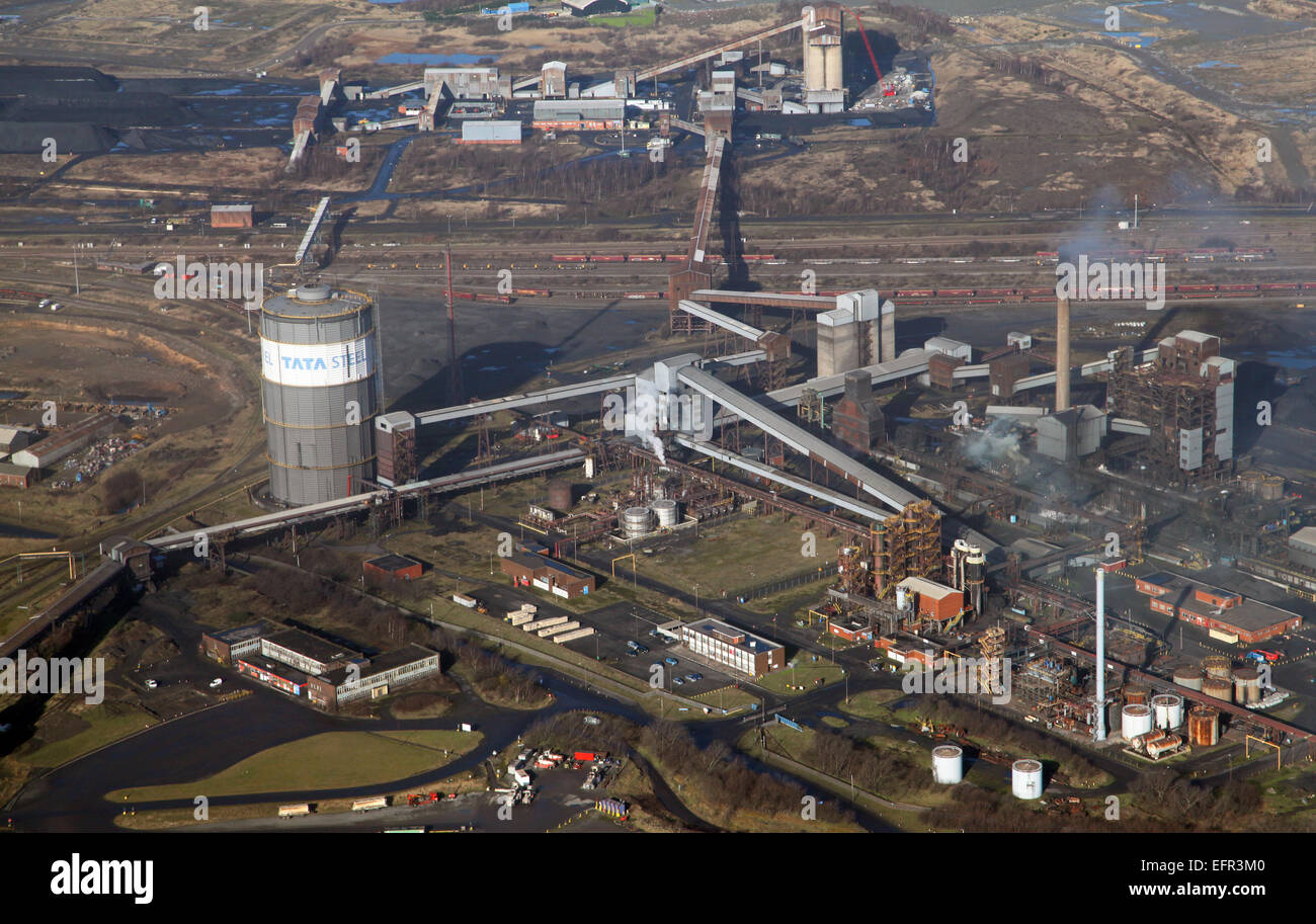 Veduta aerea dell'acciaieria britannica a Scunthorpe Foto Stock