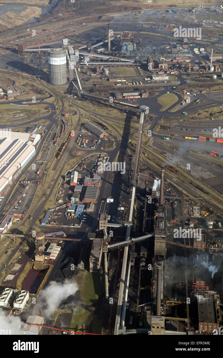 Vista aerea della British Steel Tata Steel stabilimento di Scunthorpe, Regno Unito Foto Stock