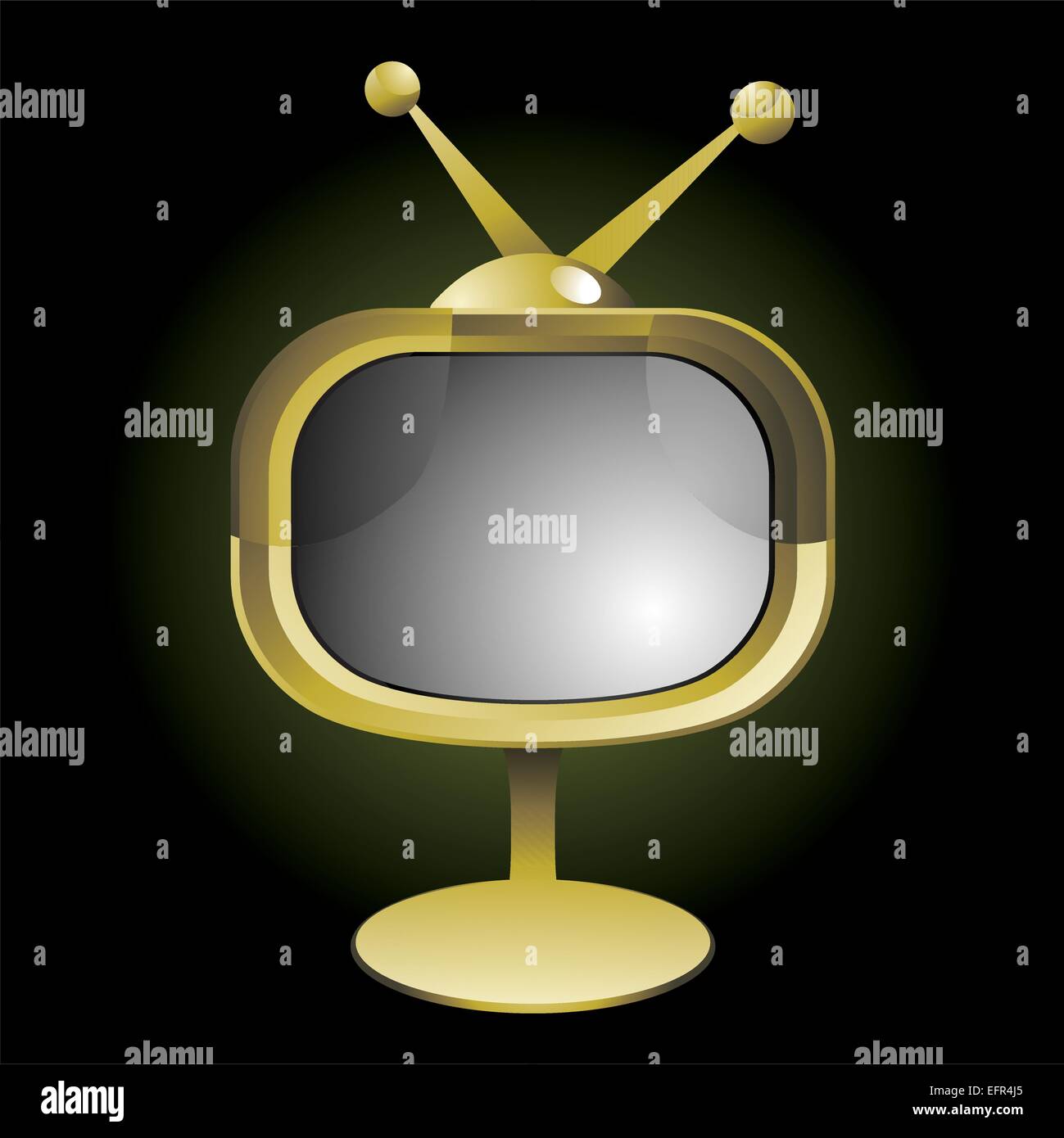 Illustrazione vettoriale di oro stilizzato TV retrò Illustrazione Vettoriale