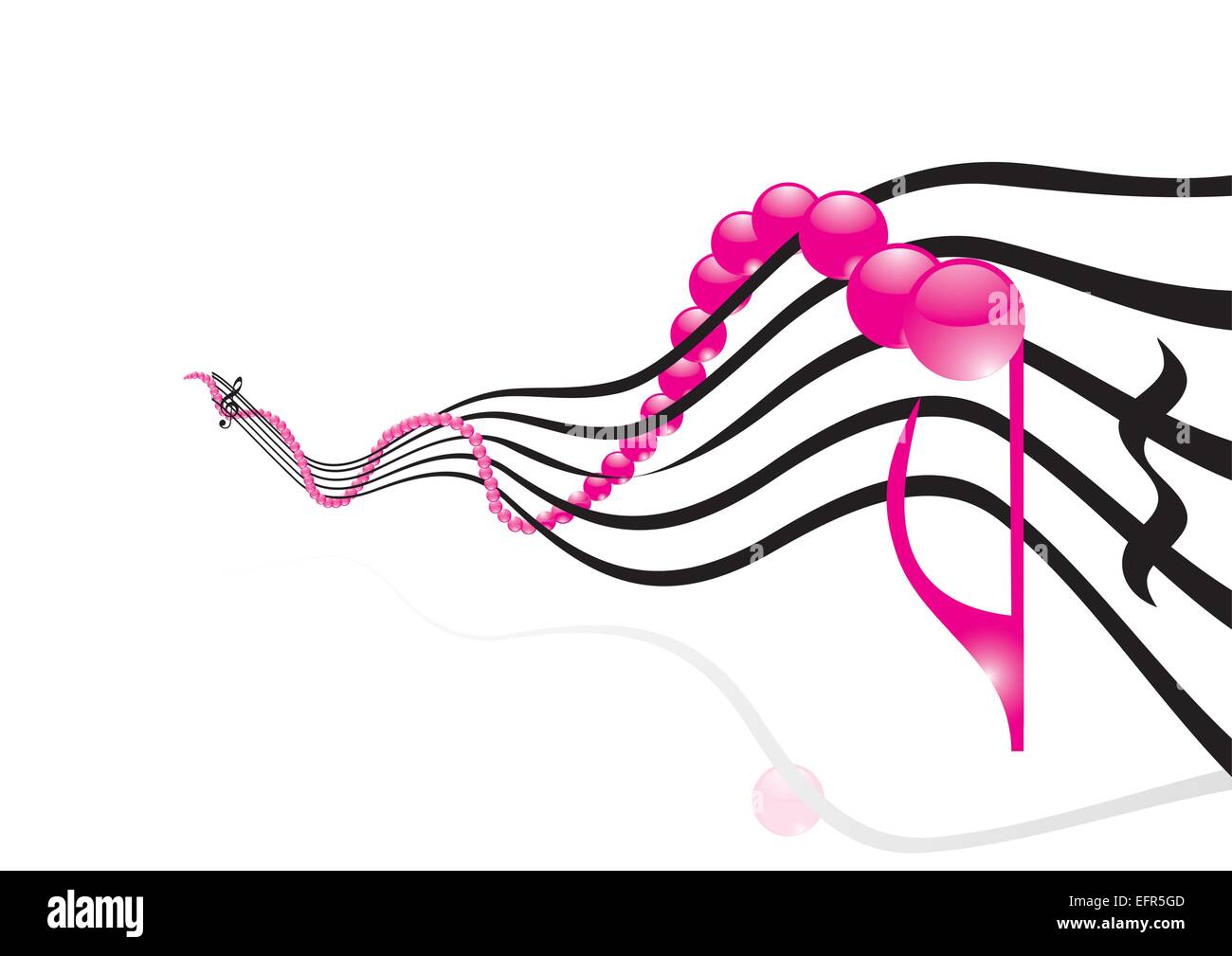 Tema Musicale - rosa shiny note su sfondo bianco illustrazione vettoriale Illustrazione Vettoriale