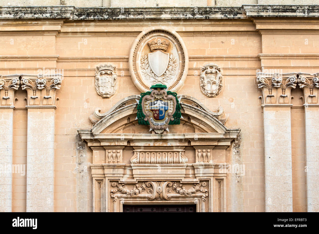 La facciata della Cattedrale di San Paolo a Mdina, Malta Foto Stock