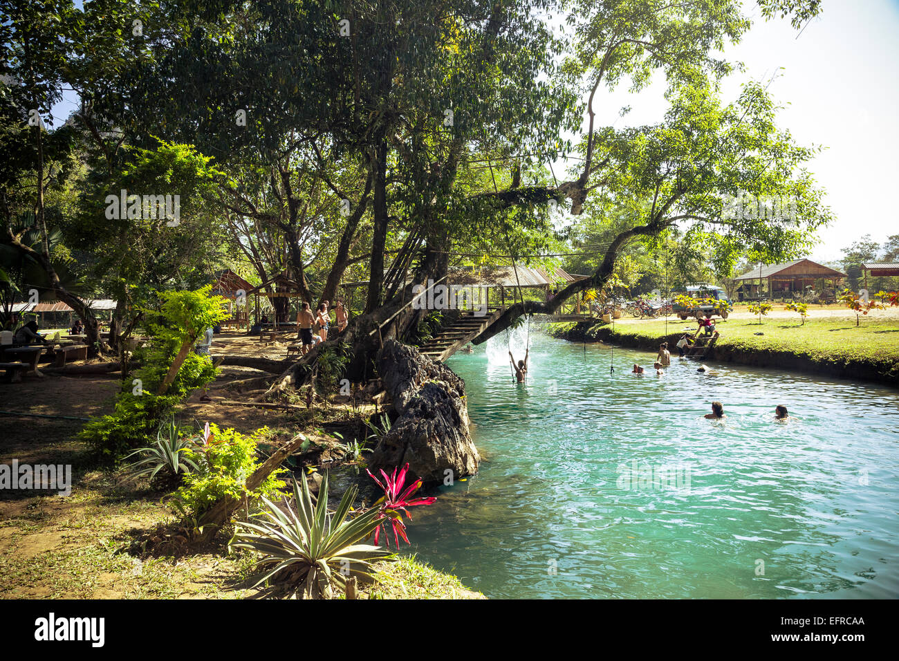La Blue Lagoon, Vang Vieng, Laos. Foto Stock